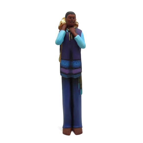 MEXICAN Folk Art CLAY Man With Lillies Flower Basket On His Back Figurine 15" - Picture 1 of 12
